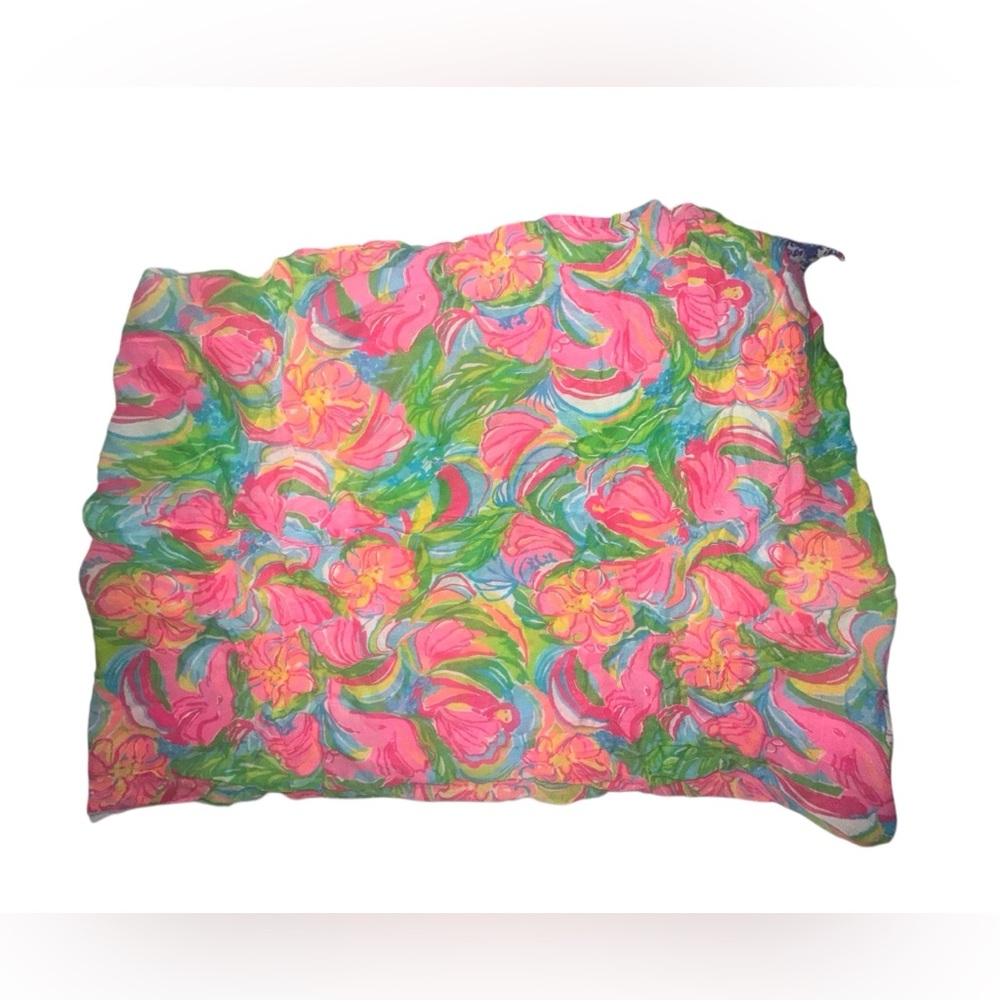 Lilly Pulitzer Pink and Green Floral Scarf